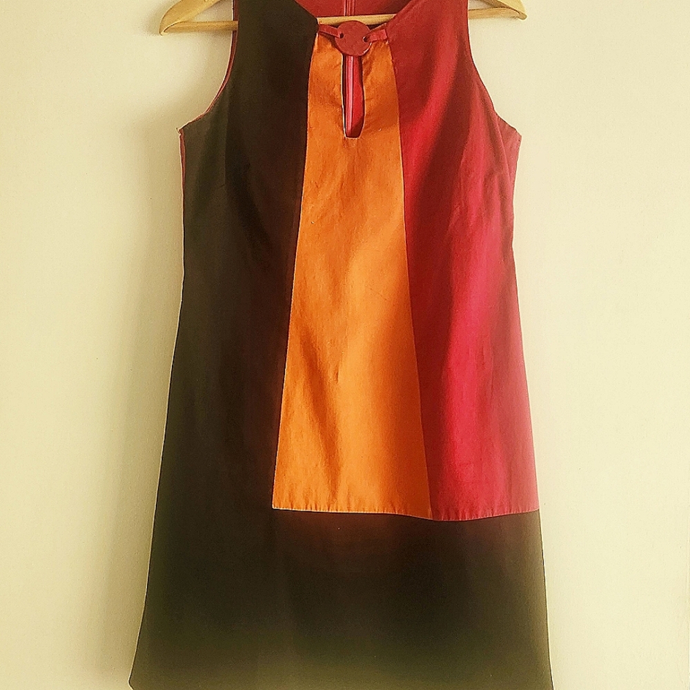 Woman Dress, made in Italy, size 8,Black/orange/pink